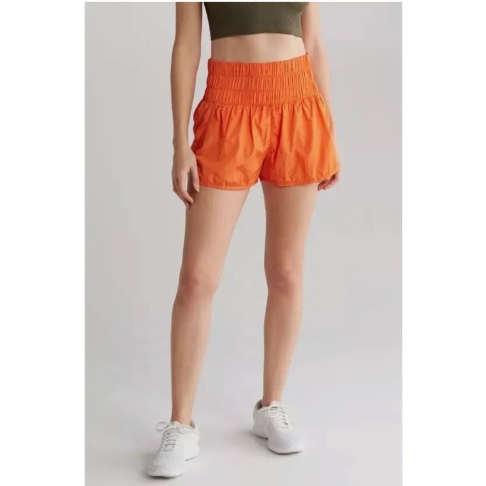Free People Movement The Way Home Orange High Rise Athletic Shorts Medium 450